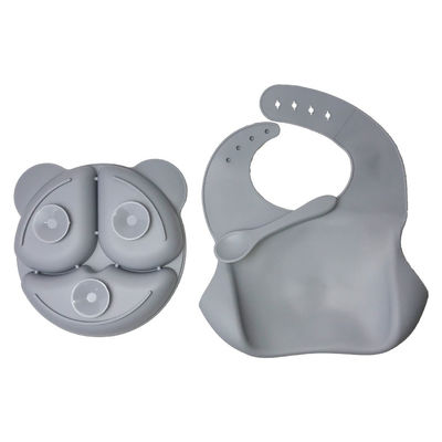 شراء طقم أواني طعام للأطفال من السيليكون بأحجام مخصصة على شكل دب رمادي 3 قطع online manufacture