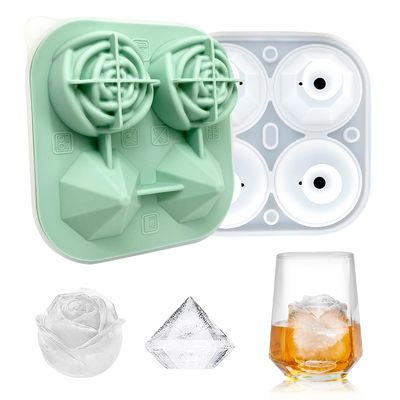 شراء MHC شكل مخصص 3D زهرة مكعب الثلج سعة مع غطاء غير تسرب 4 روزيت و أدوات الآيس كريم الماس online manufacture