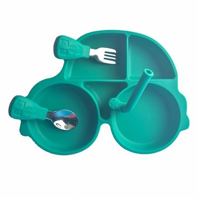 مجموعة ملعقة سيليكون لتغذية الطفل مخصصة على شكل سيارة خالية من BPA